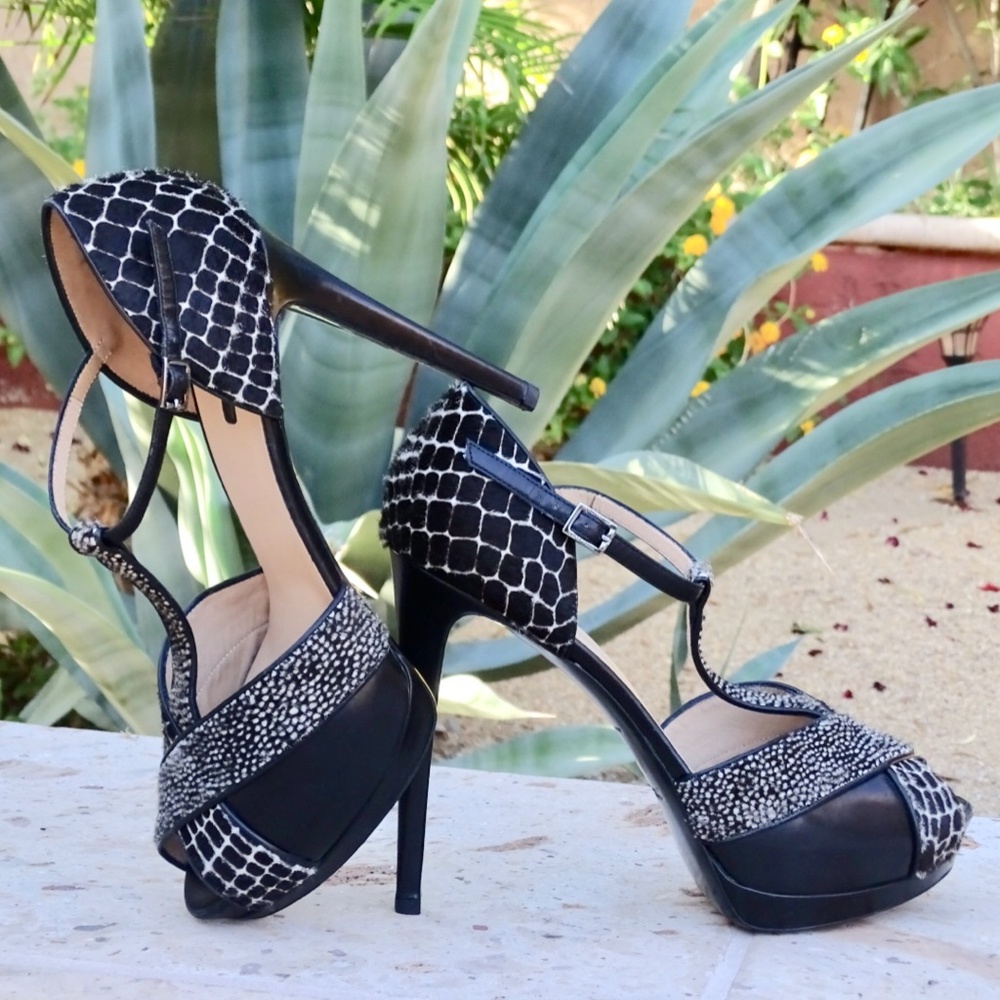 LONGCHAMP, Le Pliage, Calf Hair Peep Toe Platform Heels, Euro 40 / US 9 - Picture 2 of 11